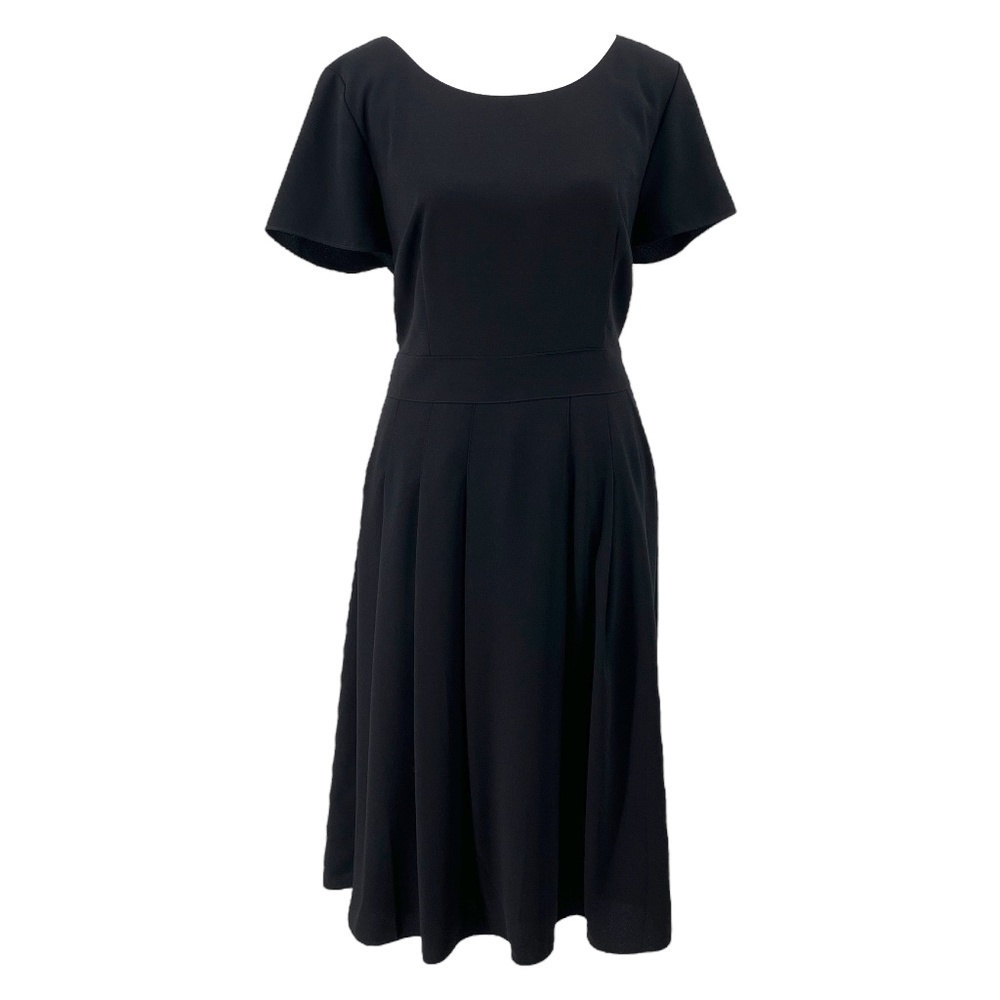Talbots Dress with Pleated Skirt, Short Sleeve, Black, Size 8